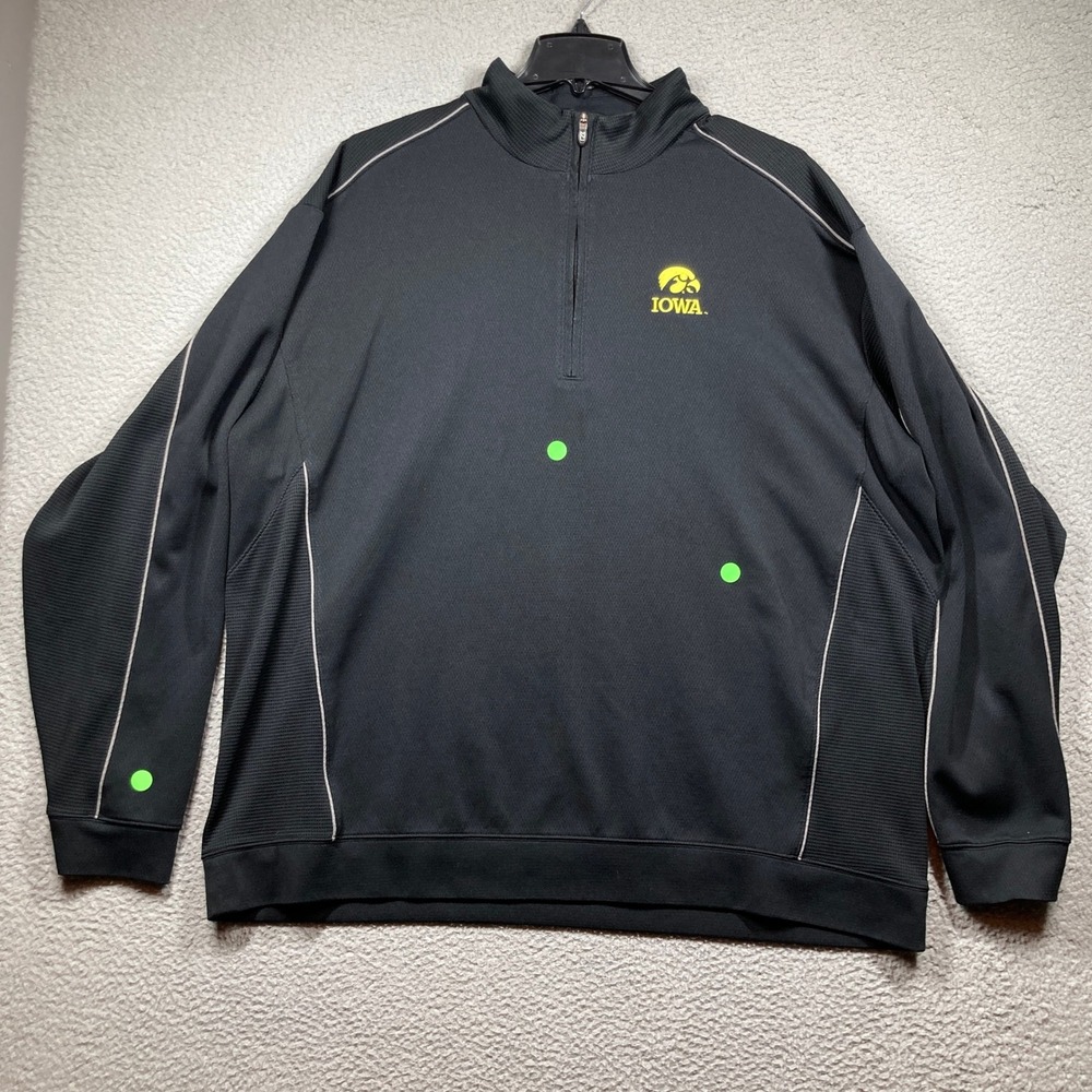 University of Iowa Hawkeyes 1/4 Zip Pullover Mens 3XT Black DryTec STAINS